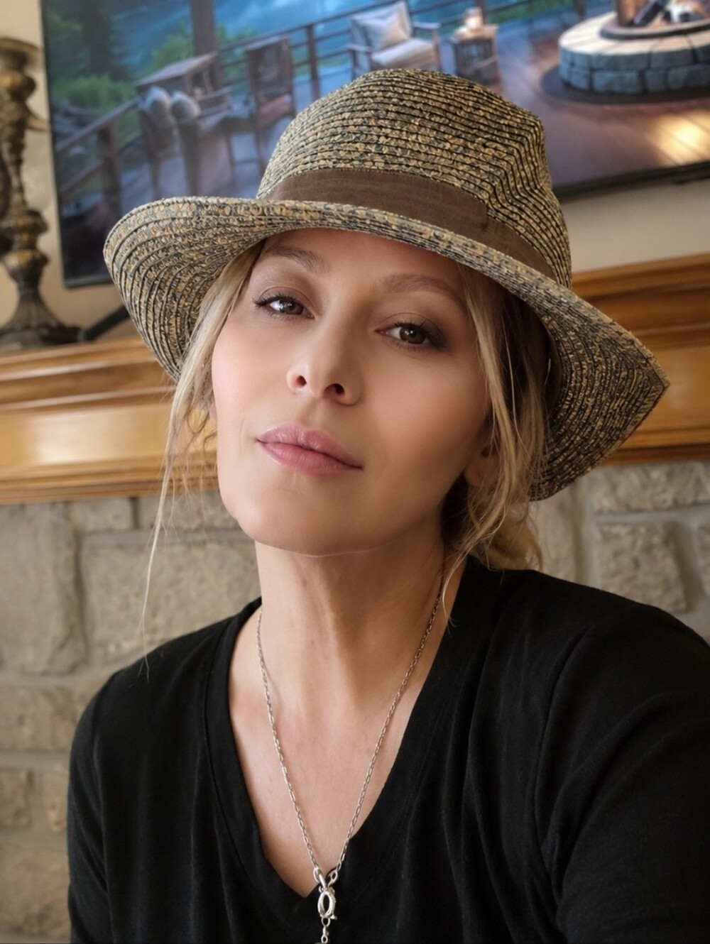 SCALA Brown Olive Marl Straw Fedora Paper Straw Resort Casual Hat XL